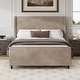 preview thumbnail 2 of 16, 50.7Inch High Headboard Corduroy Upholstered Bed Frame Taupe