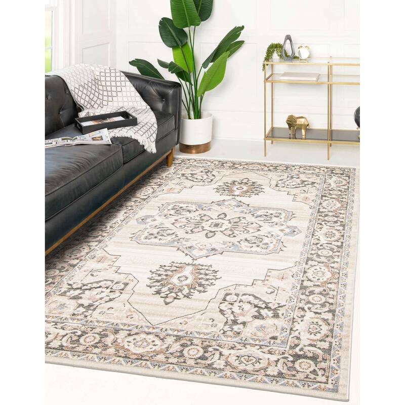 ECARPETGALLERY Machine Woven Myra Ivory Area Rug