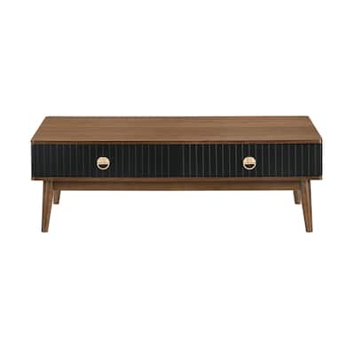 HomeRoots 47" Brown Solid Wood Coffee Table With Two Drawers - 47