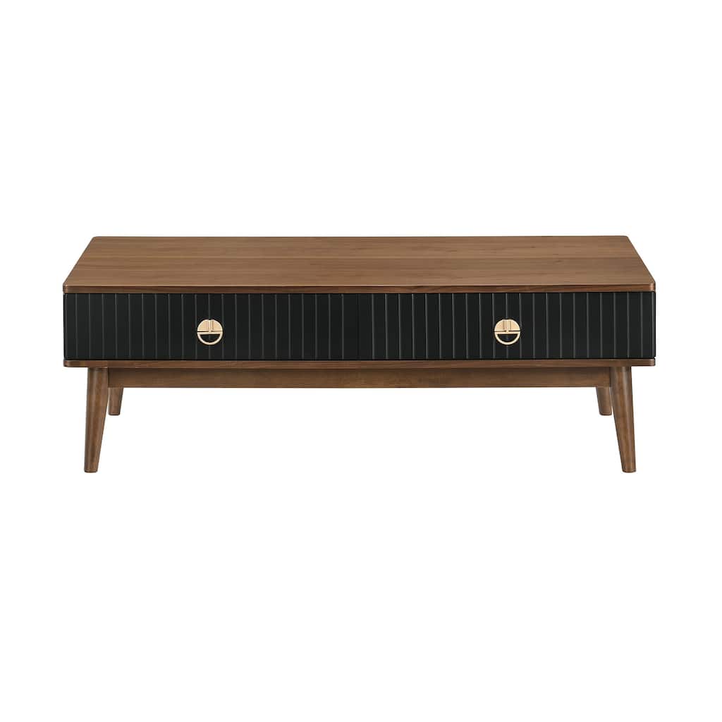 HomeRoots 47" Brown Solid Wood Coffee Table With Two Drawers - 47