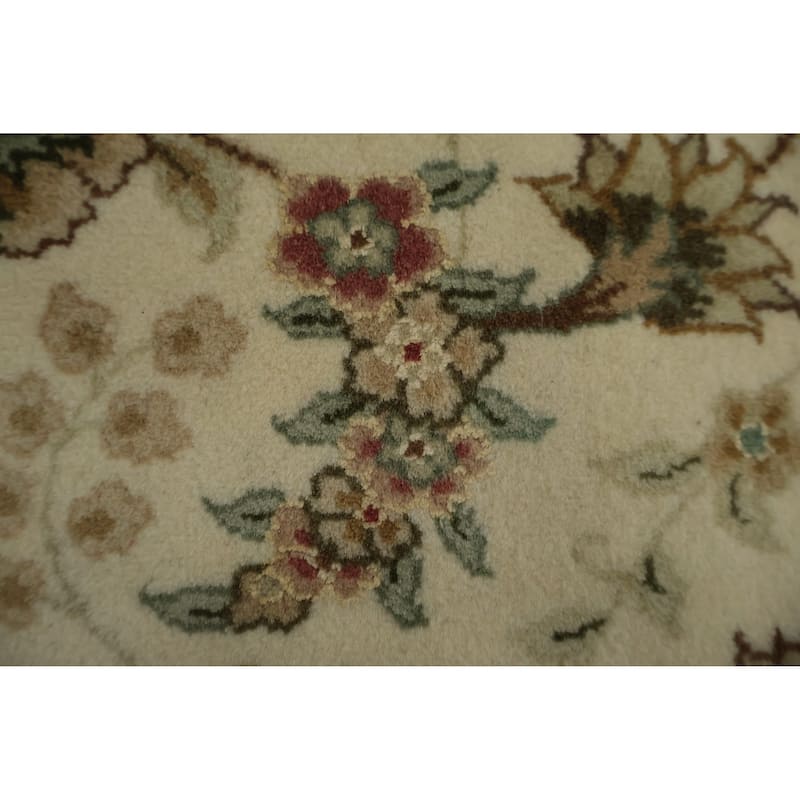Hand Knotted Oriental 100% Wool Carpet Traditional Floral Beige & Ivories Kashan Area Rug - 11' 3'' X 8' 9''