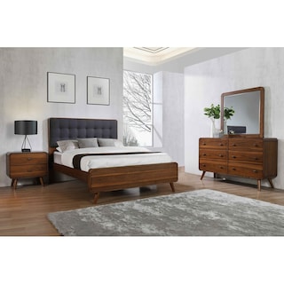 Robyn Upholstered Tufted Bedroom Set Dark Walnut