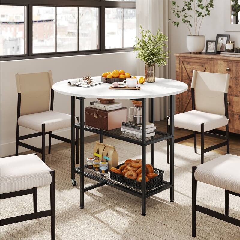 Gymax Round Outdoor Dining Table for 4 People 36 inch Acacia Wood