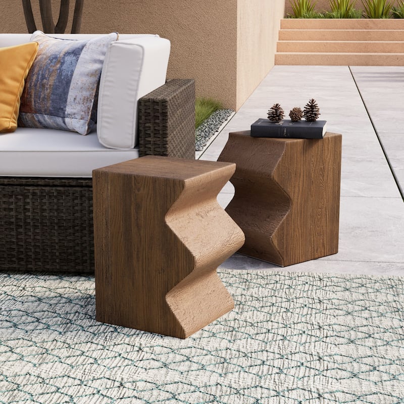 COSIEST Outdoor Concrete Side Tables (Set of 2)