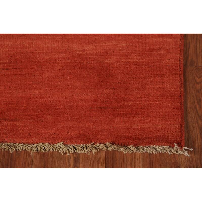 Orange Gabbeh Oriental Rug Handmade Stripe Wool Carpet - 2'9" x 4'2"