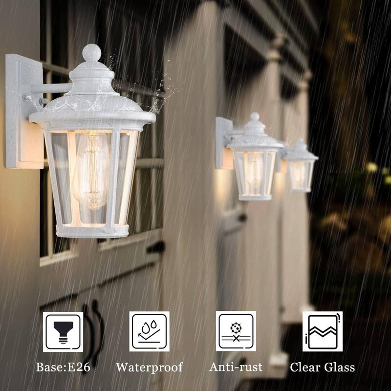 Modern Outdoor Porch Light, Industrial Exterior Wall Mount Light Fixture with Clear Glass Shade