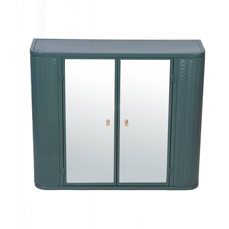 Versatile Wall-Mounted Bathroom Cabinet with Mirrored Doors and Open Shelf for Efficient Storage