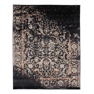 Black Modern Rug silk & wool Rug - 8'x10' - Black - Beige - 10'2'' x 8 ...