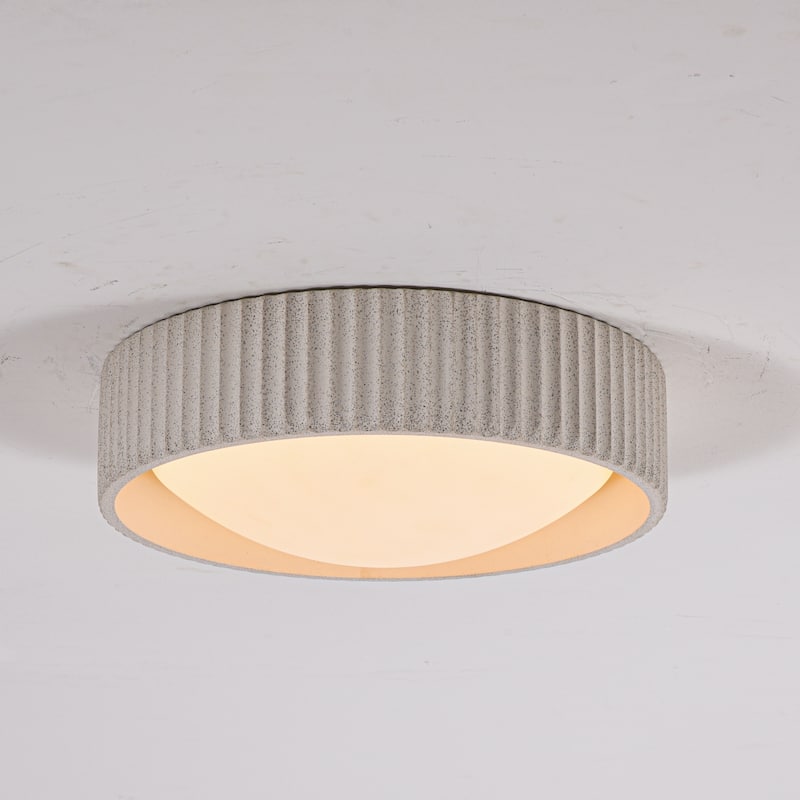 15W Modern Beige Cement LED Flush Mount Ceiling Light, Minimalist Textured Design for Bedroom & Bathroom - 1 Light - 1 Light - Beige