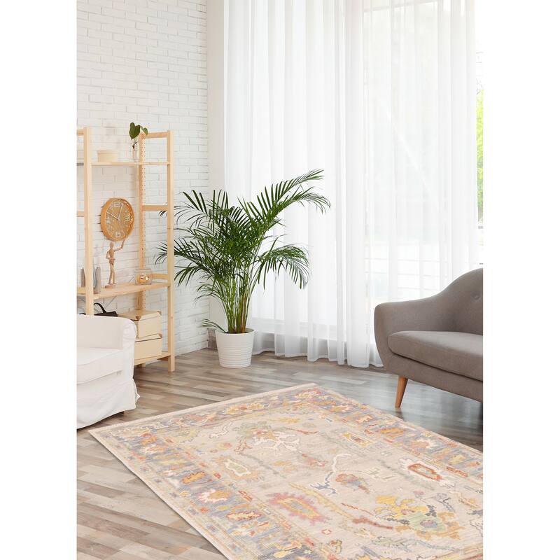 ECARPETGALLERY Hand-knotted Modern Oushak Light Grey Wool Rug - 3'7 x 5'7