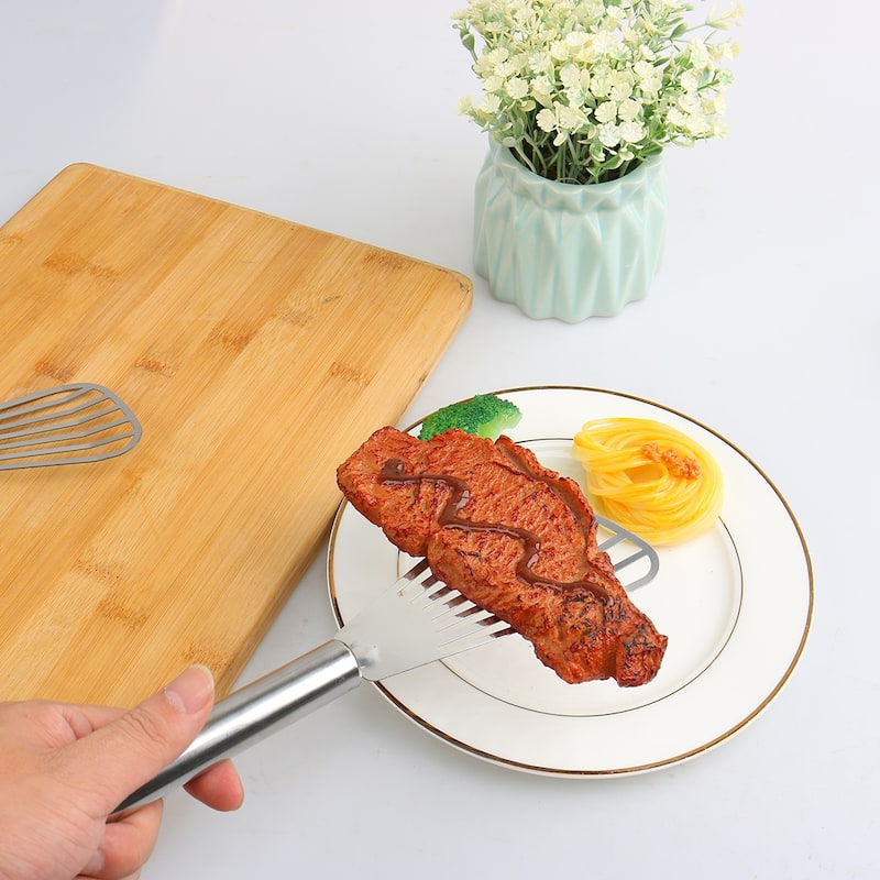 Stainless Steel Cooking Spatula Slotted Pancake Turner 2PCS - 10" x 2.8"(L*W)