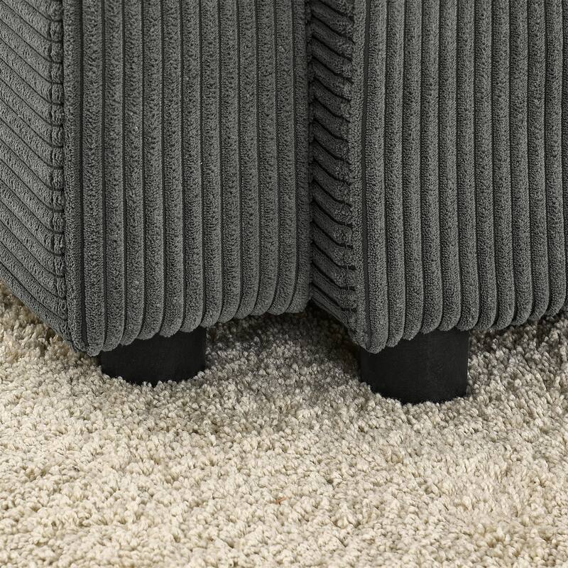 Corduroy Deep Seat Loveseat Sofa, Upholstered Couch Settee with Storage, 2 Seater Sofa with Cup Holders and Phone Holder
