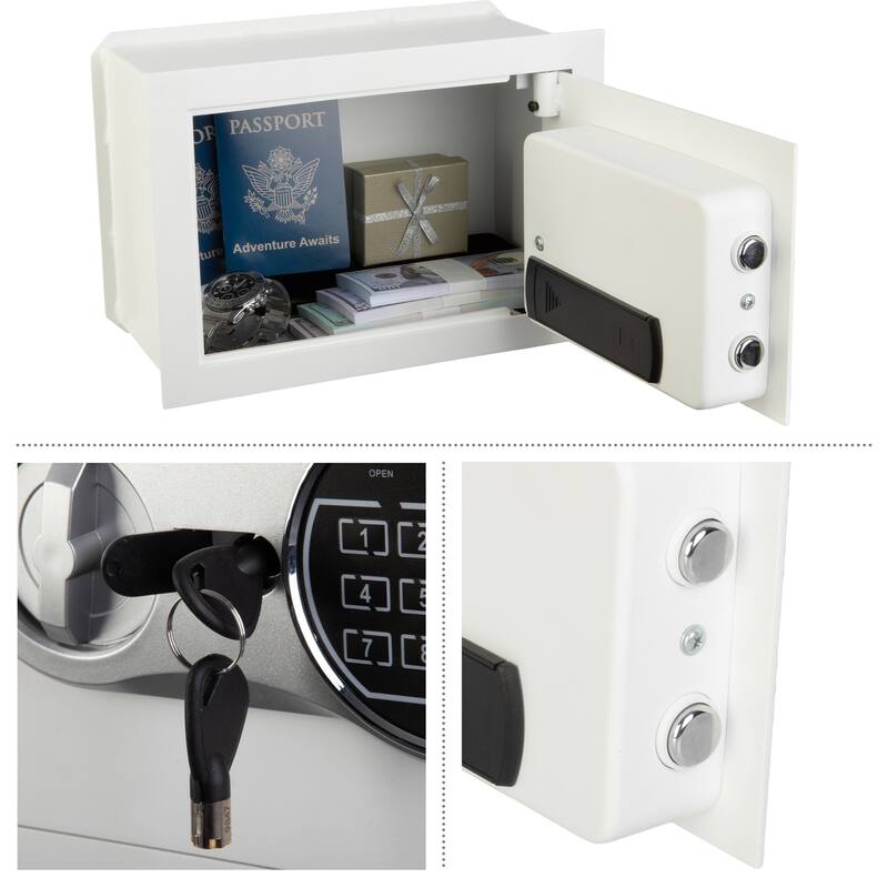 Wall Safe - Digital Safety Box with Passcode for Quick Access and Backup Key - Personal Safe for Cash - Wall Safes by Paragon