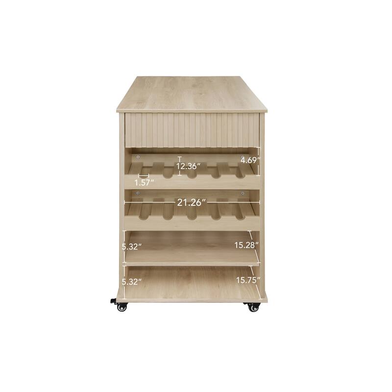 Rolling Kitchen Cart with Wine Rack, Storage Drawer, Adjustable Shelves, and Swivel Lockable Casters, Perfect for Kitchens