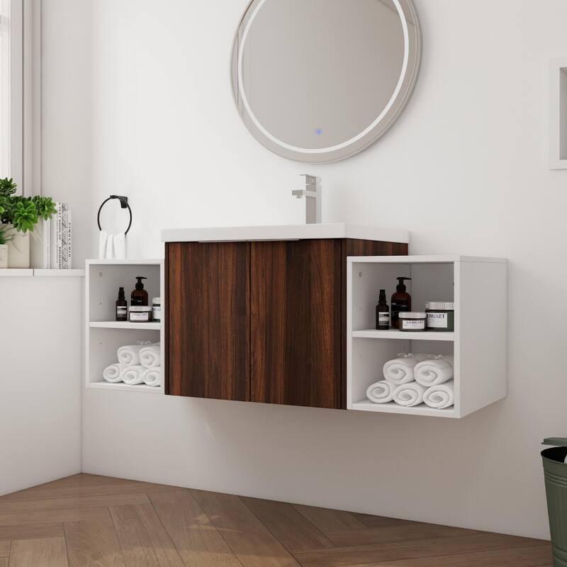 Beingnext 24"/36"/48"/60"/72"/84" Bathroom Vanity with Sink, Floating Bathroom Vanity with Soft Close Door and Shelf