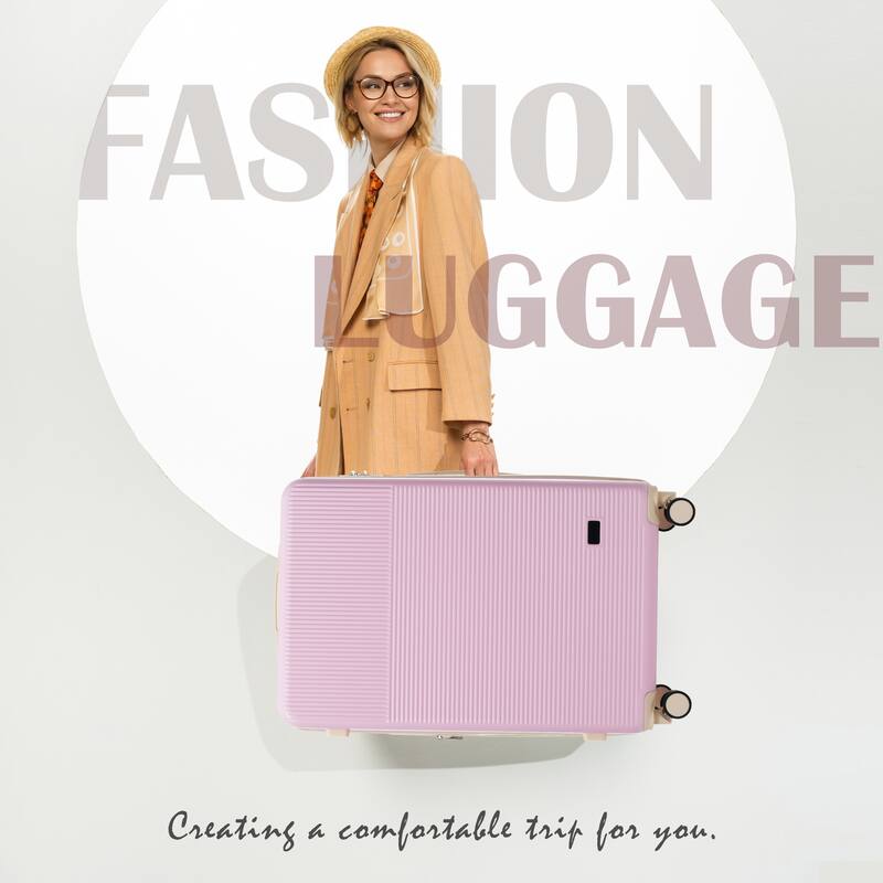 Luggage Sets 5 Piece with Half-opening, Hardside Carry On Suitcase Set with Double Spinner Wheel, with USB Port,TSA Locks