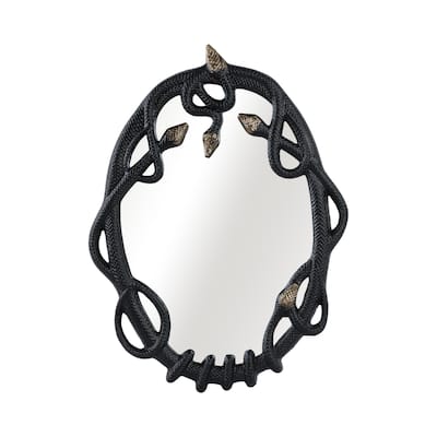Aluminum Modern Glam Snake-Inspired Wall Mirror - 28" Black and Gold - 22" x 1" x 28"
