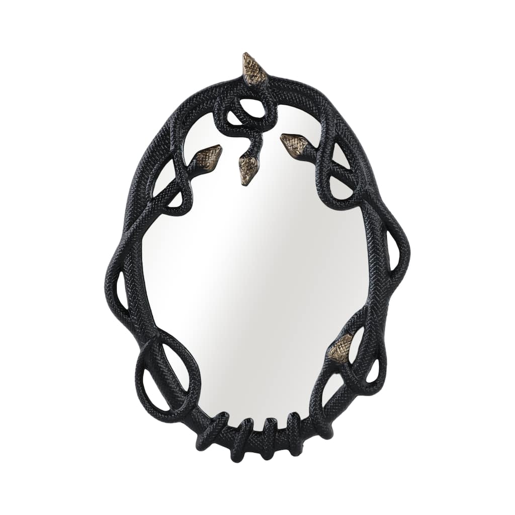 Aluminum Modern Glam Inspired Wall Mirror - 28" Black and Gold - 22" x 1" x 28"