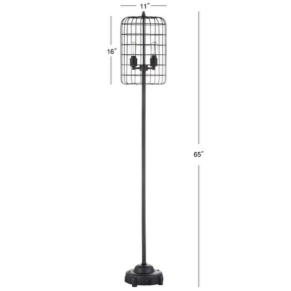 Jaxon 65" Industrial Metal Floor Lamp, Black/Silver by JONATHAN Y - 65" H x 11" W x 11" D