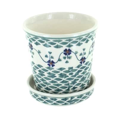 Blue Rose Polish Pottery P045 Manufaktura Flower Pot