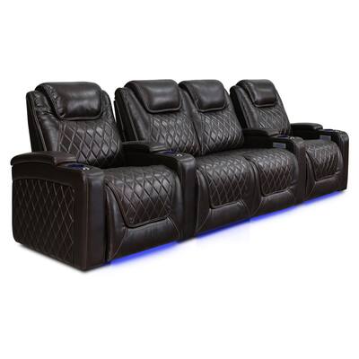 Valencia Oslo Top Grain Nappa 11000 Leather Home Theater Seating Power Recliner Row of 4 Loveseat Center Dark Chocolate