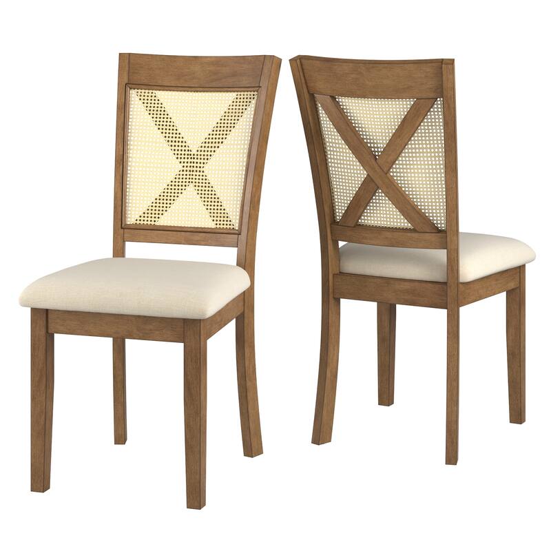 Plaga X-Back Cane Accent Dining Chair (Set of 2) by iNSPIRE Q Classic - Dining Chair - Oak Finish