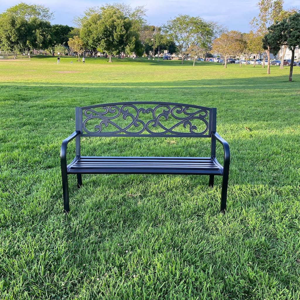 Lotus Home Metal Garden Bench - 34" H x 50" W x 24" D