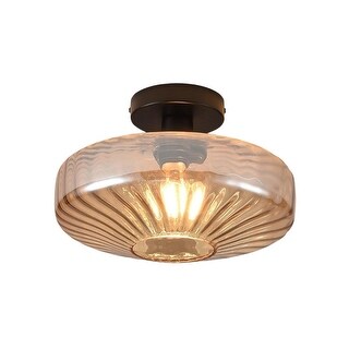 11.8 inch bulb light glass metal dining light fixtures black Amber ...