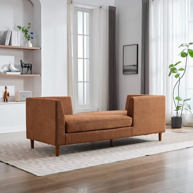 77.95"W Modern Double-Sided Upholstered Chaise Lounge, Sleeper Sofa Couch With 4 Throw Pillows, Daybed with Rubberwood Legs