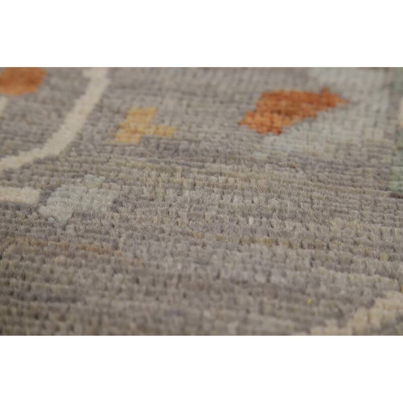 Hand Knotted Oriental 100% Wool Carpet Transitional Medallion Greys & Charcoal Oushak Area Rug - 14' 2'' X 10' 2''