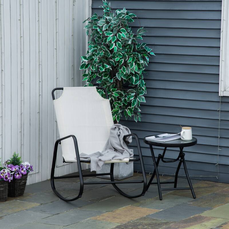 Outsunny Garden Rocking Chair, Outdoor Indoor Sling Fabric Rocker for Patio, Balcony, Porch
