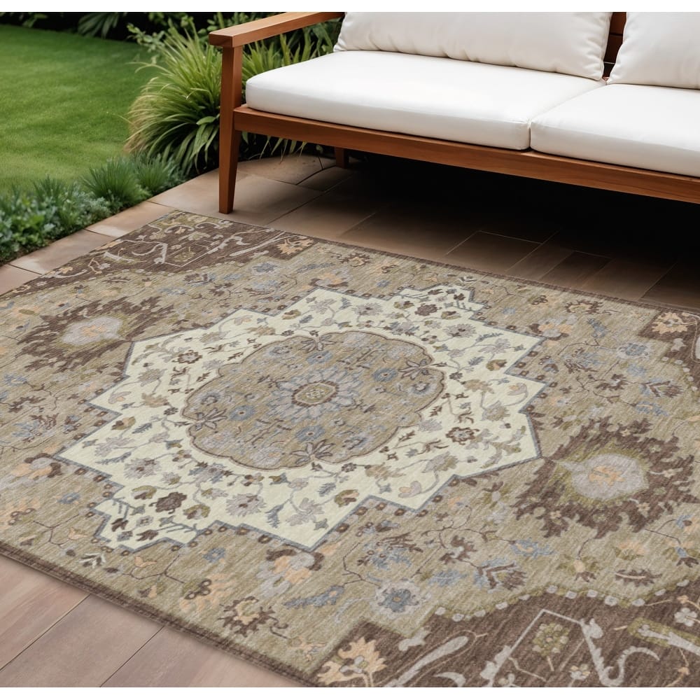 HomeRoots Oriental Traditional Rectangle Outdoor Rug
