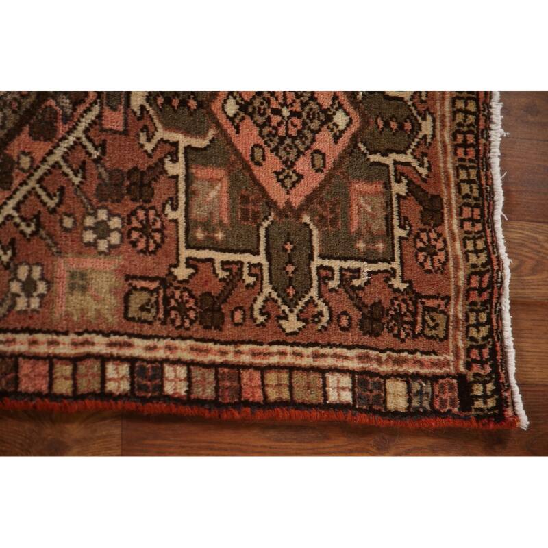 Orange Gharajeh Persian Vintage Runner Rug Handmade Wool Carpet - 1'10"x 7'5"