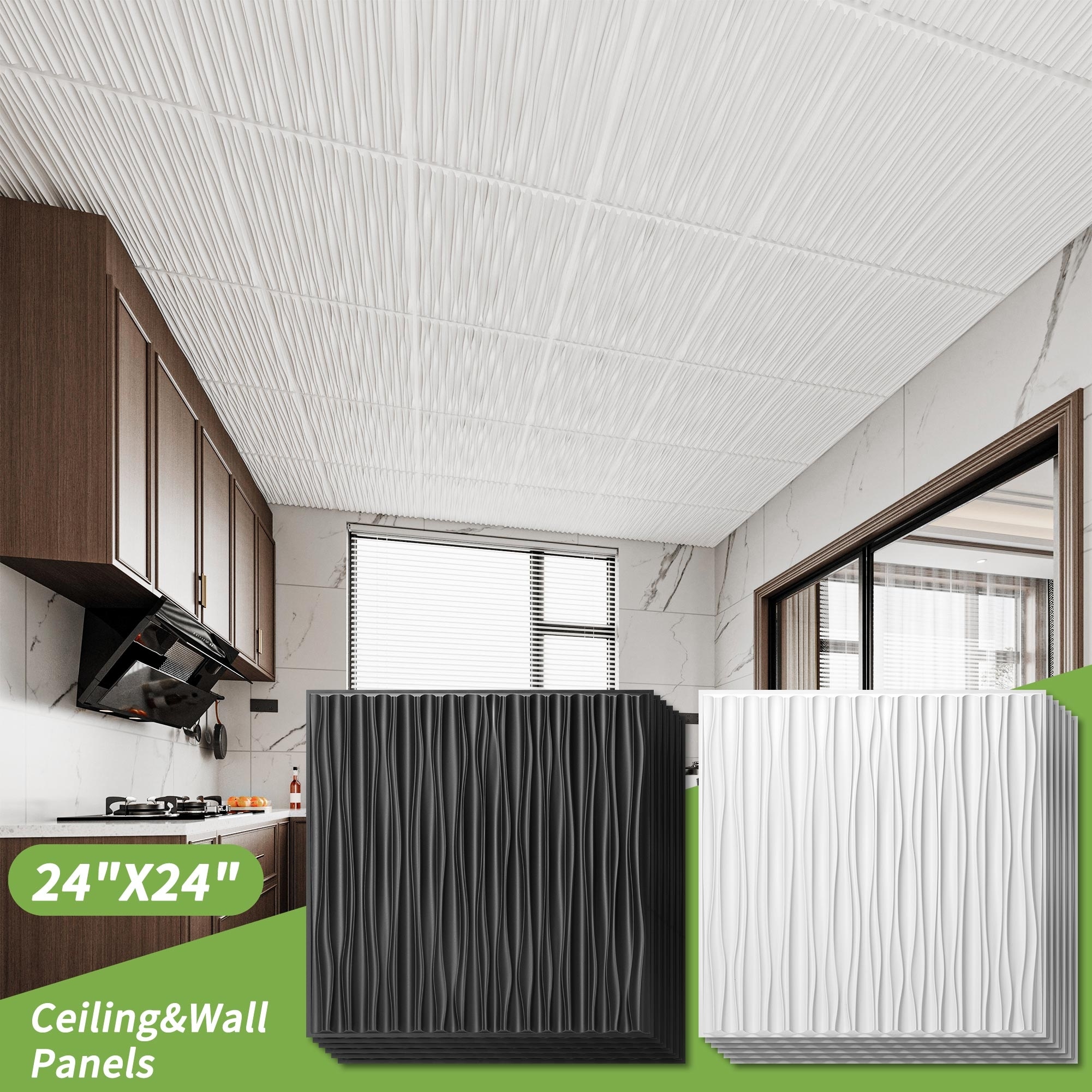 Art3d PVC 3D Water Ripple Effect Ceiling & Wall Panels, 2x2ft. (pack of 12)
