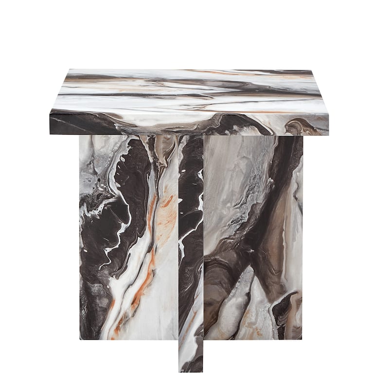 Roundhill Furniture Cavira Modern Faux Marble Living Room End/Side Table