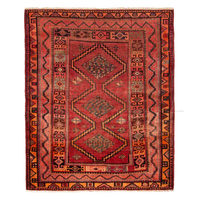 ECARPETGALLERY Hand-knotted Melis Vintage Red Wool Rug - 4'11 x 6'6