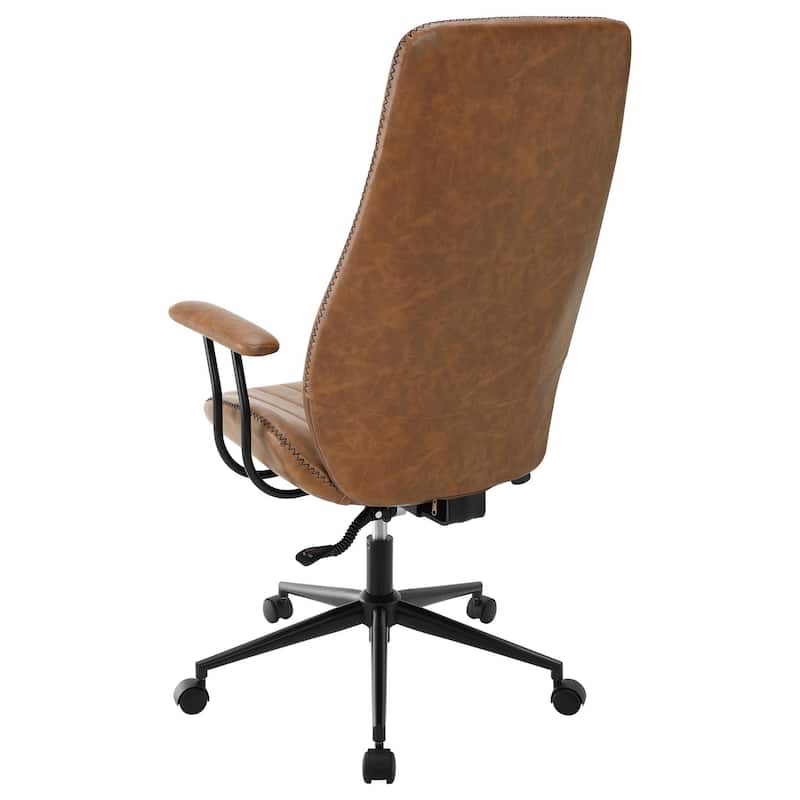 Anie Adjustable Desk Chair, Rolling Base, Brown Tufted Faux Leather