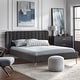 preview thumbnail 13 of 12, Lifestorey Cambria Wing Channel Queen Platform Bed Charcoal Grey