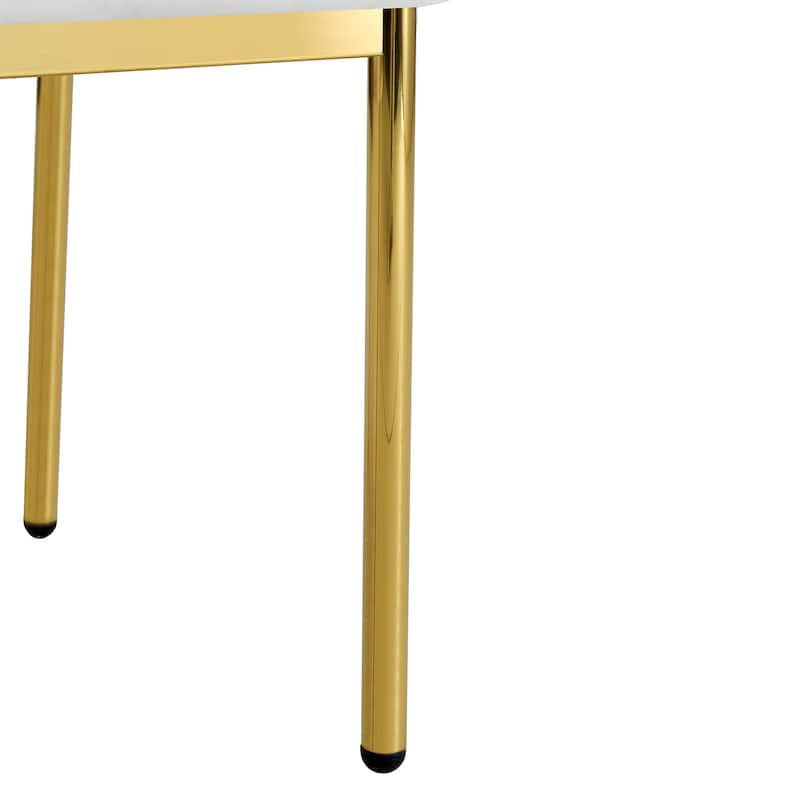 Set of 6 High Resilience Dining Chair with Metal Gold Leg