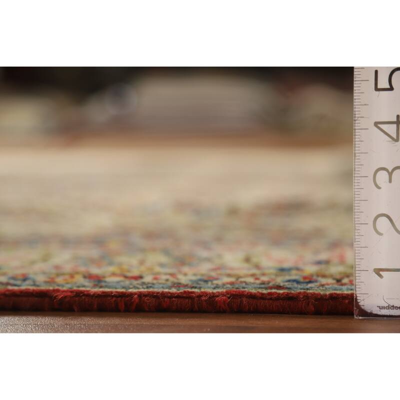 Hand Knotted Oriental 100% Wool Carpet Traditional All-Over Beige & Ivories Kerman Area Rug - 10' 5'' X 7' 3''