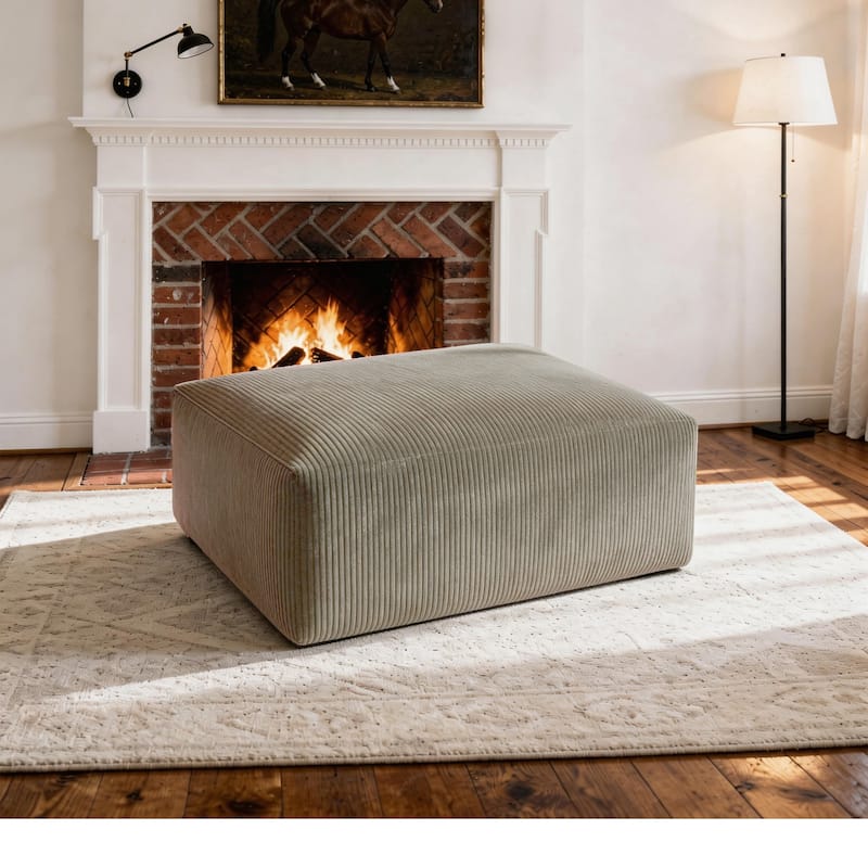 Corduroy Upholstered Modular Sectional Sofa with Ottoman