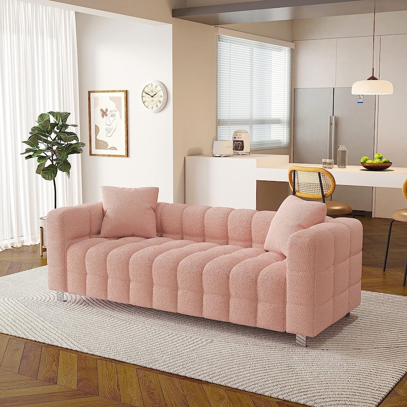 87.4" Teddy Velvet 3-Seater Sofa with Ergonomic & Space-Saving Design