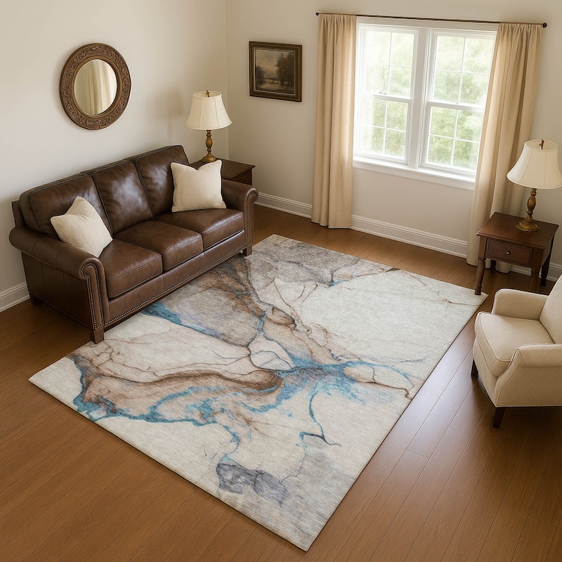 Premium Washable Super Soft Modern Crackle Mayfield Rug - Beige - 10' x 14'
