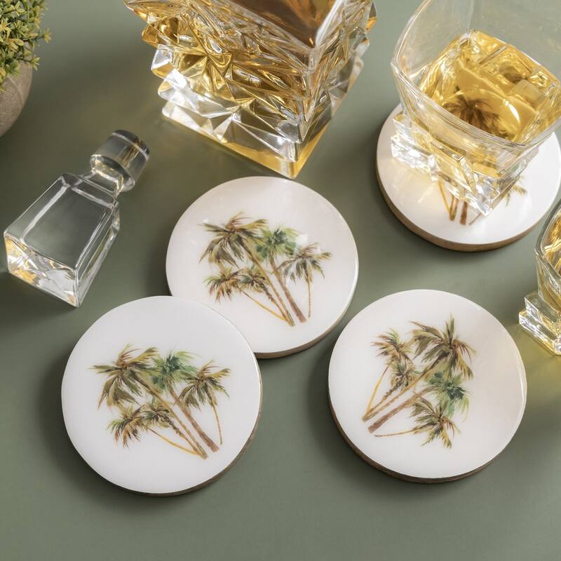Mango Wood Coaster Set Of 4 With Print