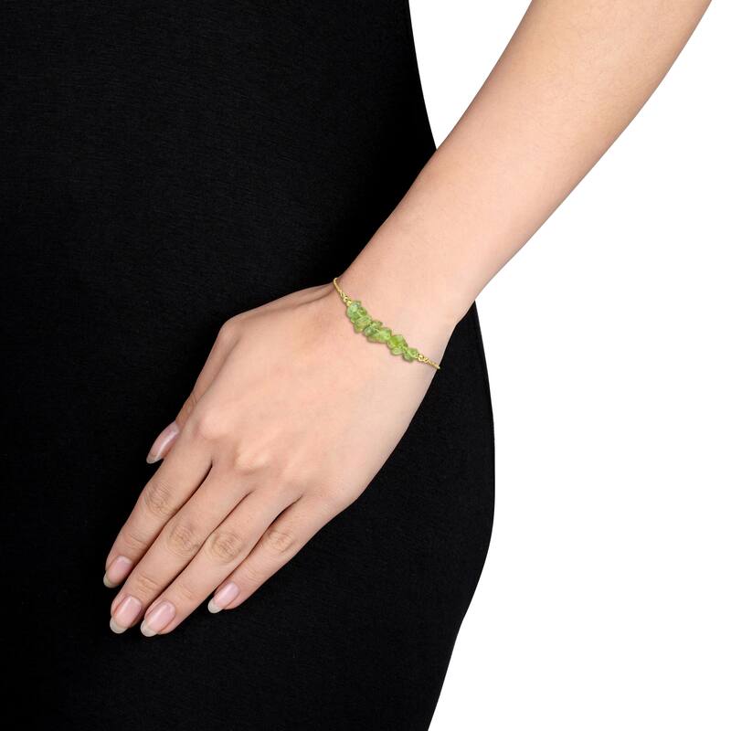Miadora 1 1/5ct TGW Peridot Bead Chain Bracelet in Yellow Silver-725+2 in