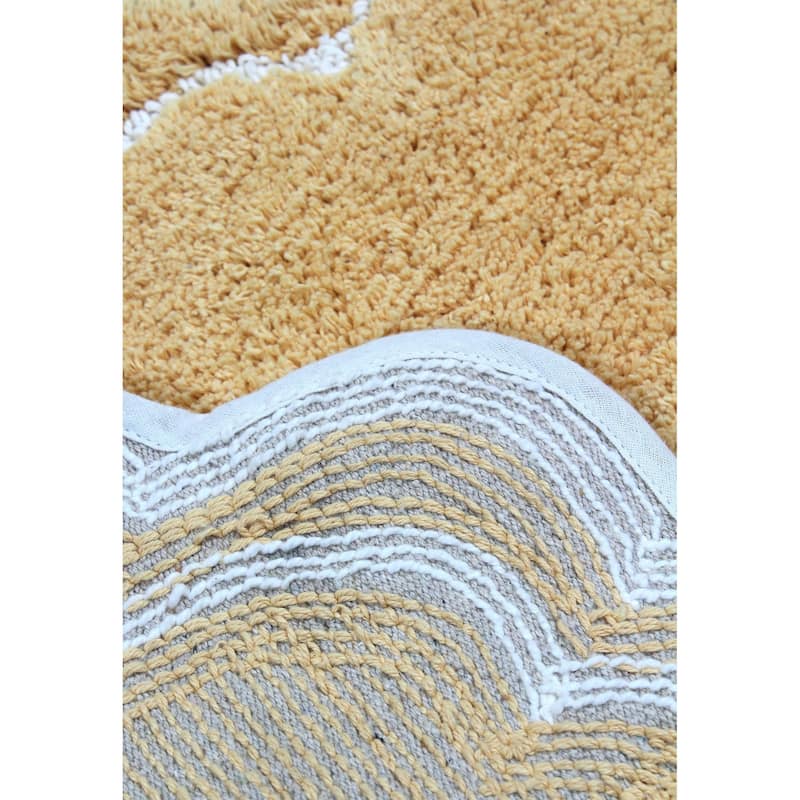 Allure Collection 100% Cotton Non-Slip Bathroom Rug Set, 3 Piece Machine Washable- Bathroom Rug, Bath Rug, U Shaped Contour