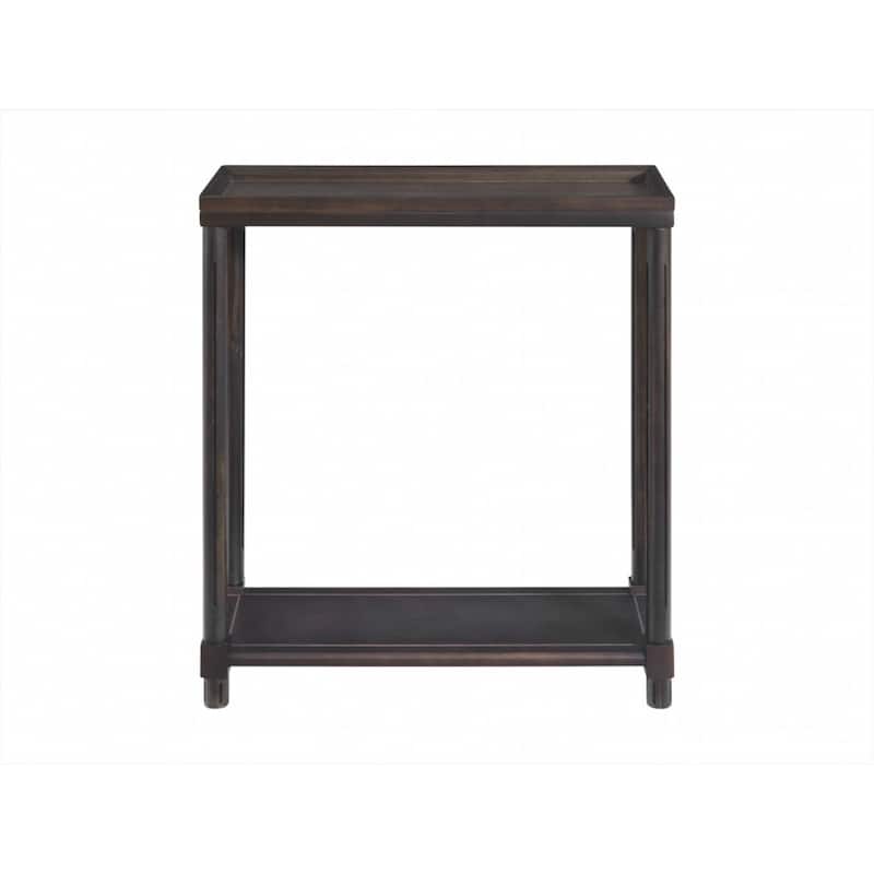 Wood Narrow End Table Set with Shelf Storage, Rectangular Set of 2 - 8” x 22” x 24” (D x W x H)
