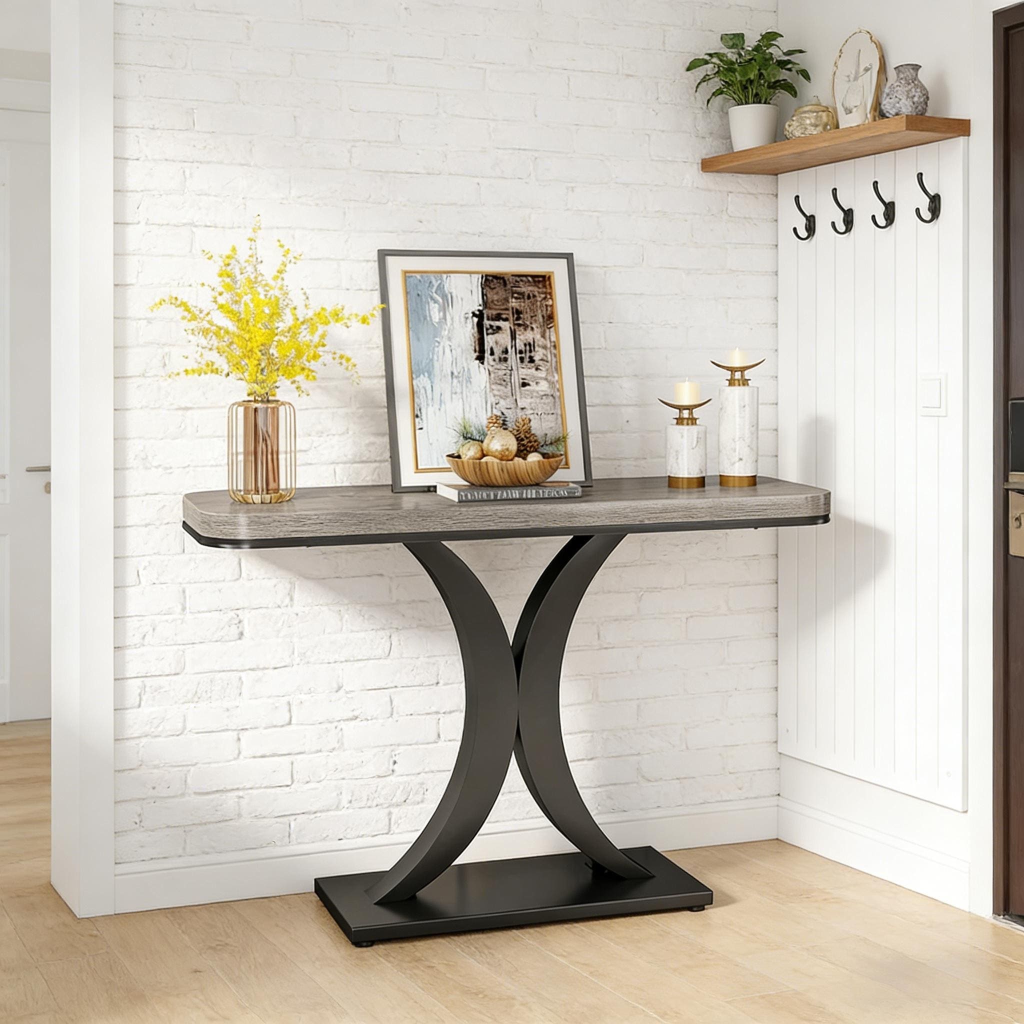 39" Modern Industrial Style Entryway Foyer Console Table