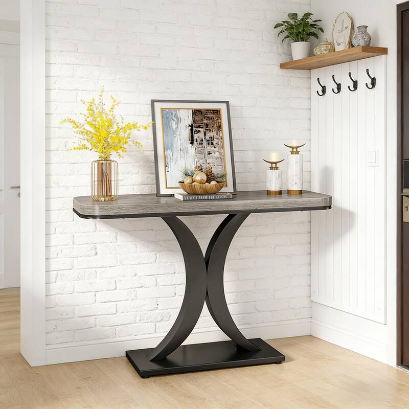 Compact Console Table,Modern Industrial Style Entryway Foyer Table,Sturdy Sofa Table