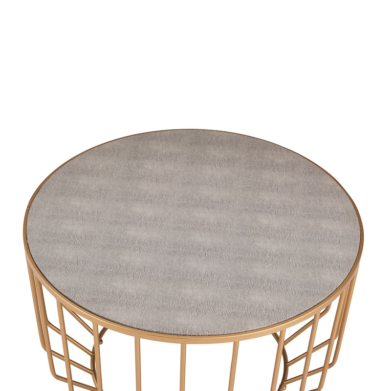 NPD Furniture Halton Set of 2 Faux Shagreen Round Coffee Table